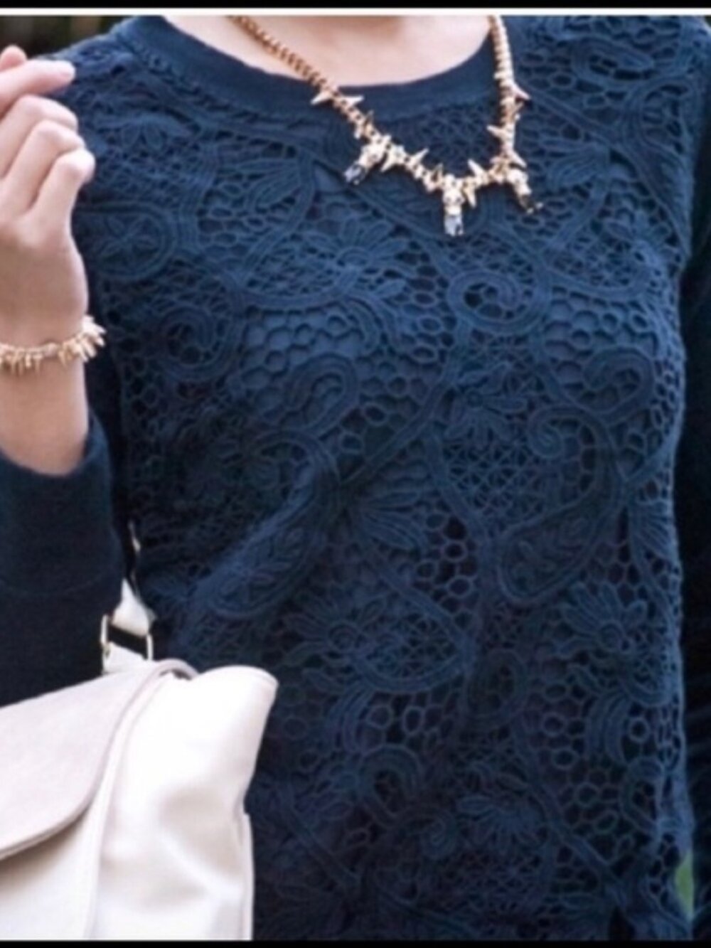 J.Crew Lace Front‎ Sweatshirt Navy XXS